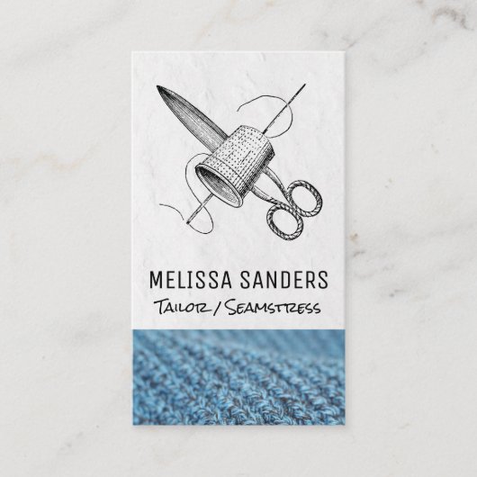 Carte De Visite Ciseaux de structure | Thimble et aiguille (Devant)