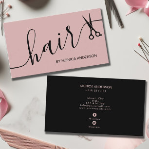 Carte De Visite Ciseaux de styliste de cheveux rose minimal Person