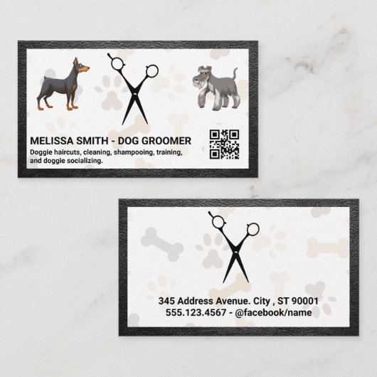 Carte De Visite Ciseaux | Doggies | Code QR (Devant / Derrière)