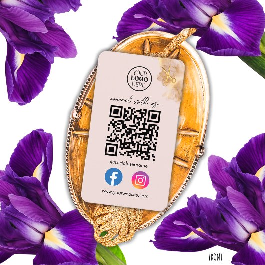 Carte De Visite Ciseaux d'Or Connectez-vous avec nous Code QR des