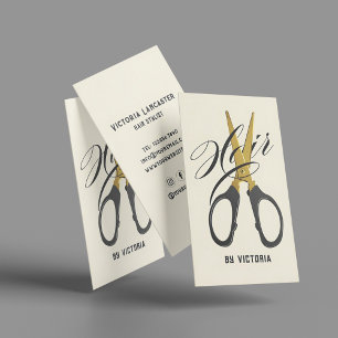 Carte De Visite Ciseaux d'or de coiffeur moderne
