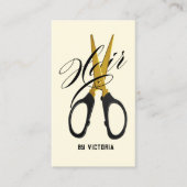 Carte De Visite Ciseaux d'or de coiffeur moderne (Devant)