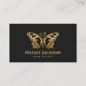 Carte De Visite Ciseaux d'or et papillon élégant (Devant)