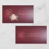 Carte De Visite Ciseaux d'or professionnel Fleurs Bourgogne (Devant / Derrière)