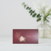 Carte De Visite Ciseaux d'or professionnel Fleurs Bourgogne (Debout devant)