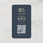 Carte De Visite Ciseaux dorés Barbershop moderne bleu foncé (Dos)