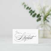 Carte De Visite Ciseaux dorés de calligraphie pour coiffeur classi (Debout devant)