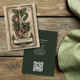 Carte De Visite Ciseaux dorés de styliste capillaire gothique vint