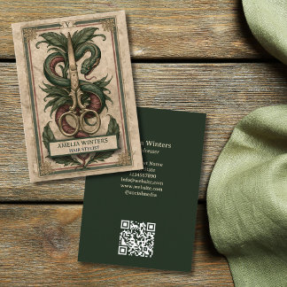 Carte De Visite Ciseaux dorés de styliste capillaire gothique vint