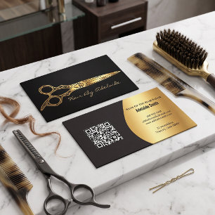 Carte De Visite Ciseaux dorés faux simples Cool pour coiffeur