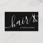 Carte De Visite Ciseaux élégants à cheveux noirs et blancs Code QR (Devant)