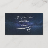Carte De Visite Ciseaux en argent coiffeur sur Royal Blue Sky Busi (Dos)