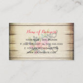 Carte De Visite Ciseaux en bois de grange et coiffeur Rose (Dos)