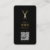 Carte De Visite Ciseaux en or Barber Coiffeuse Barbier Noir (Dos)