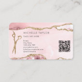 Carte De Visite Ciseaux en or modernes Code QR monogrammé pour coi (Dos)