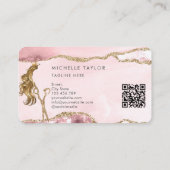Carte De Visite Ciseaux en or modernes Code QR monogrammé pour coi (Dos)
