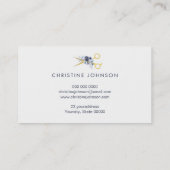 Carte De Visite ciseaux et décoration florale bleue (Dos)