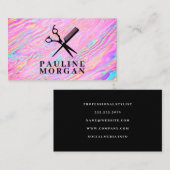 Carte De Visite Ciseaux et peigne | Iridescente holographique (Devant / Derrière)