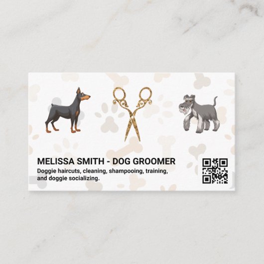 Carte De Visite Ciseaux fantaisistes | Doggies | Code QR (Devant)