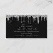 Carte De Visite Ciseaux fil à retoucher pailletés argent modernes (Dos)