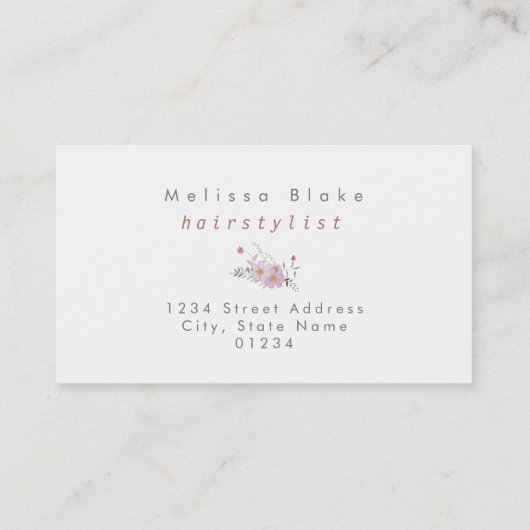 Carte De Visite ciseaux fleur sauvage coiffeur (Dos)