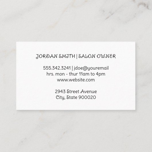 Carte De Visite Ciseaux | Fleurs et papillons (Dos)