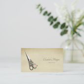Carte De Visite Ciseaux Fleurs Vintage Professionnels (Debout devant)