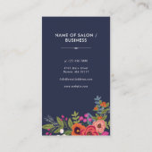 Carte De Visite Ciseaux floraux - coiffeur de bleu marine (Dos)