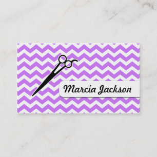 Carte De Visite ciseaux girly pourpres en pastel de chevron de