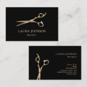 Carte De Visite Ciseaux GoldGlitter Styliste (Devant / Derrière)