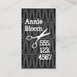 Carte De Visite ciseaux grunge cheveux en détresse styliste noir g