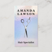 Carte De Visite Ciseaux | Iridescente Arrière - plan de la brillan (Devant)