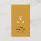 Carte De Visite Ciseaux jaunes simples blancs Coiffeur  (Devant)