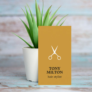 Carte De Visite Ciseaux jaunes simples blancs Coiffeur