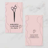 Carte De Visite Ciseaux | Lignes et fleurs élégantes (Devant / Derrière)