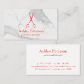 Carte De Visite Ciseaux Logo Coiffeur Marbre & Rose Or (Devant / Derrière)