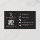 Carte De Visite Ciseaux Logo Photo QR Code Coiffeur Cheveux Rose (Dos)