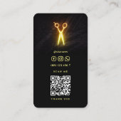 Carte De Visite Ciseaux lumineux coiffeur Barbier (Dos)