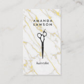 Carte De Visite Ciseaux | Marbre d'or blanc (Devant)