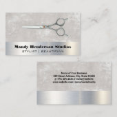 Carte De Visite Ciseaux métalliques | Métal et texture (Devant / Derrière)