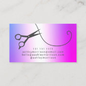 Carte De Visite Ciseaux métalliques violets de cheveux modernes (Dos)