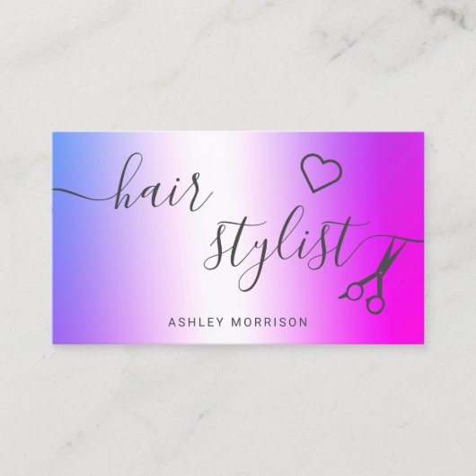 Carte De Visite Ciseaux métalliques violets de cheveux modernes (Devant)