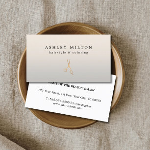 Carte De Visite Ciseaux minimalistes argent faux or Coiffeur