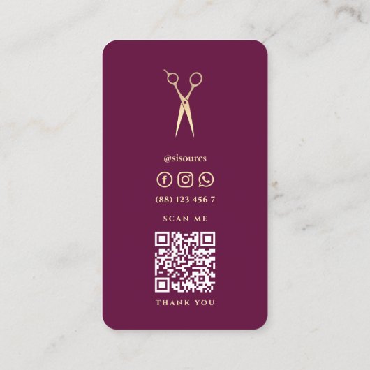 Carte De Visite Ciseaux minimalistes coiffeur (Dos)