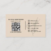 Carte De Visite Ciseaux neutres modernes QR Code Hair Styliste (Dos)