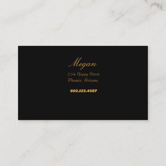 Carte De Visite Ciseaux noir & or coiffeuse élégante (Dos)