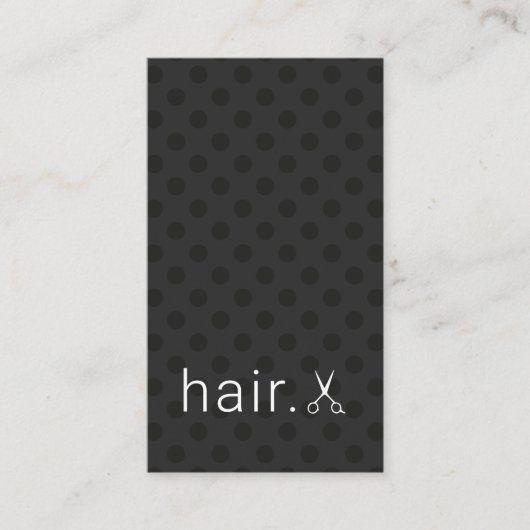 Carte De Visite Ciseaux noirs blancs pointillés modernes coiffeur (Devant)