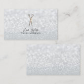 Carte De Visite Ciseaux or rose Parties scintillant blanche Chic H (Devant / Derrière)