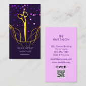 Carte De Visite Ciseaux Or Violet Coiffeur Professionnel  (Devant / Derrière)