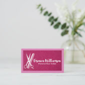 Carte De Visite Ciseaux Peigne | Logo de coiffeur | Cuir (Debout devant)